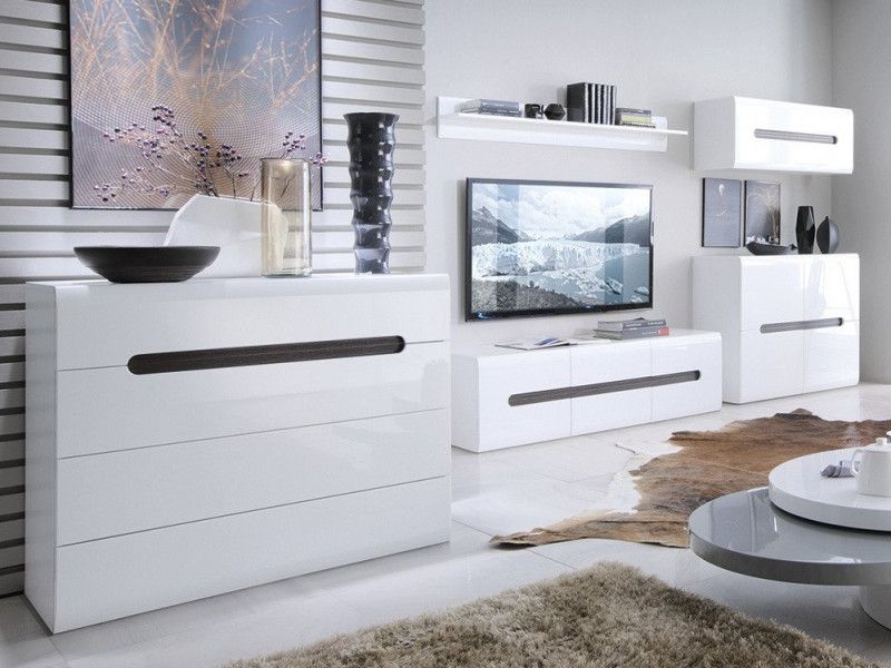 Modern White Gloss Living Room Furniture Set Tv Cabinet Wall Unit Sideboard  Coffee Table | Impact Furniture For White Sideboards For Living Room (View 15 of 15)