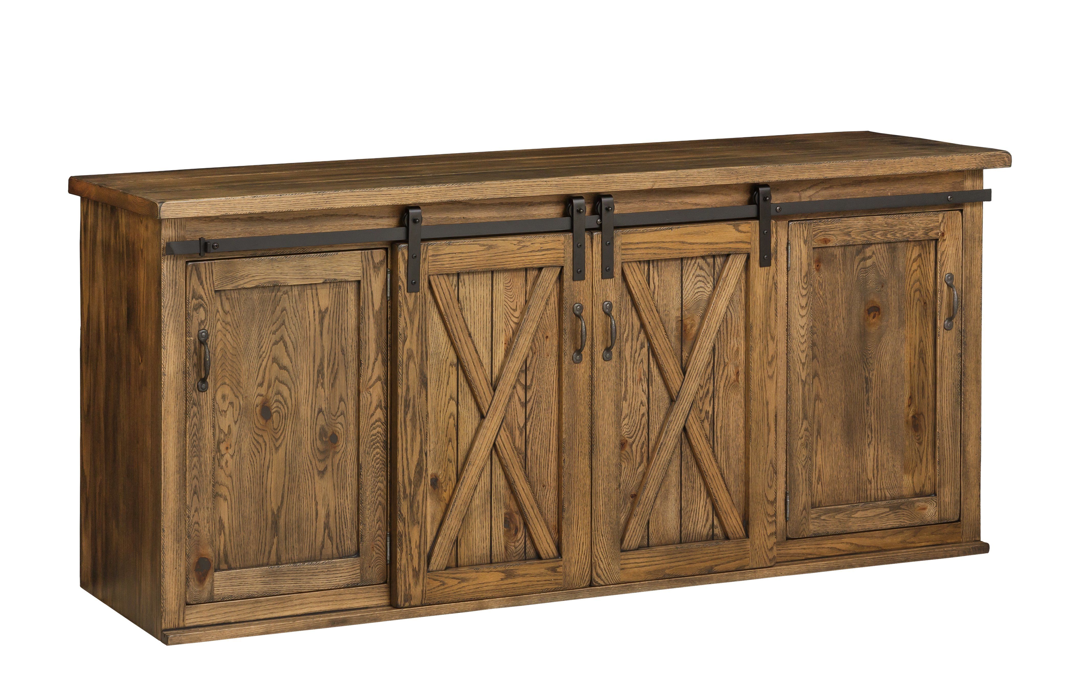 New England 74" Dining Buffet With Sliding Barn Doors From Intended For Sideboards Double Barn Door Buffet (Photo 5 of 15)