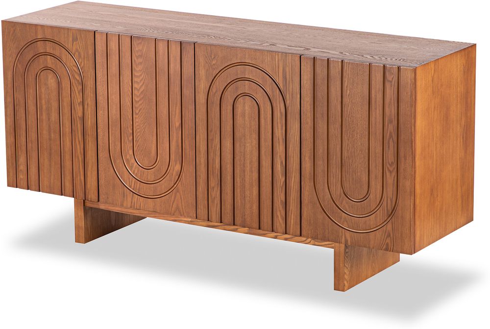 Origin Retro 4 Door Wood Sideboard – Brown Or Cream Finish | Sideboards &  Display Cabinets Throughout Brown Finished Wood Sideboards (Photo 3 of 15)