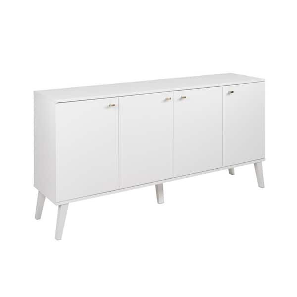 Prepac Milo Mid Century Modern White 4 Door Buffet Wcbl 1415 1 – The Home  Depot Throughout Mid Century Modern White Sideboards (Photo 6 of 15)
