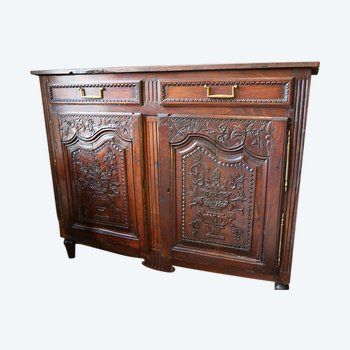 Sideboard In Walnut And Oak, 18th Century – Buf | Antikeo With Antique Storage Sideboards With Doors (View 6 of 15)