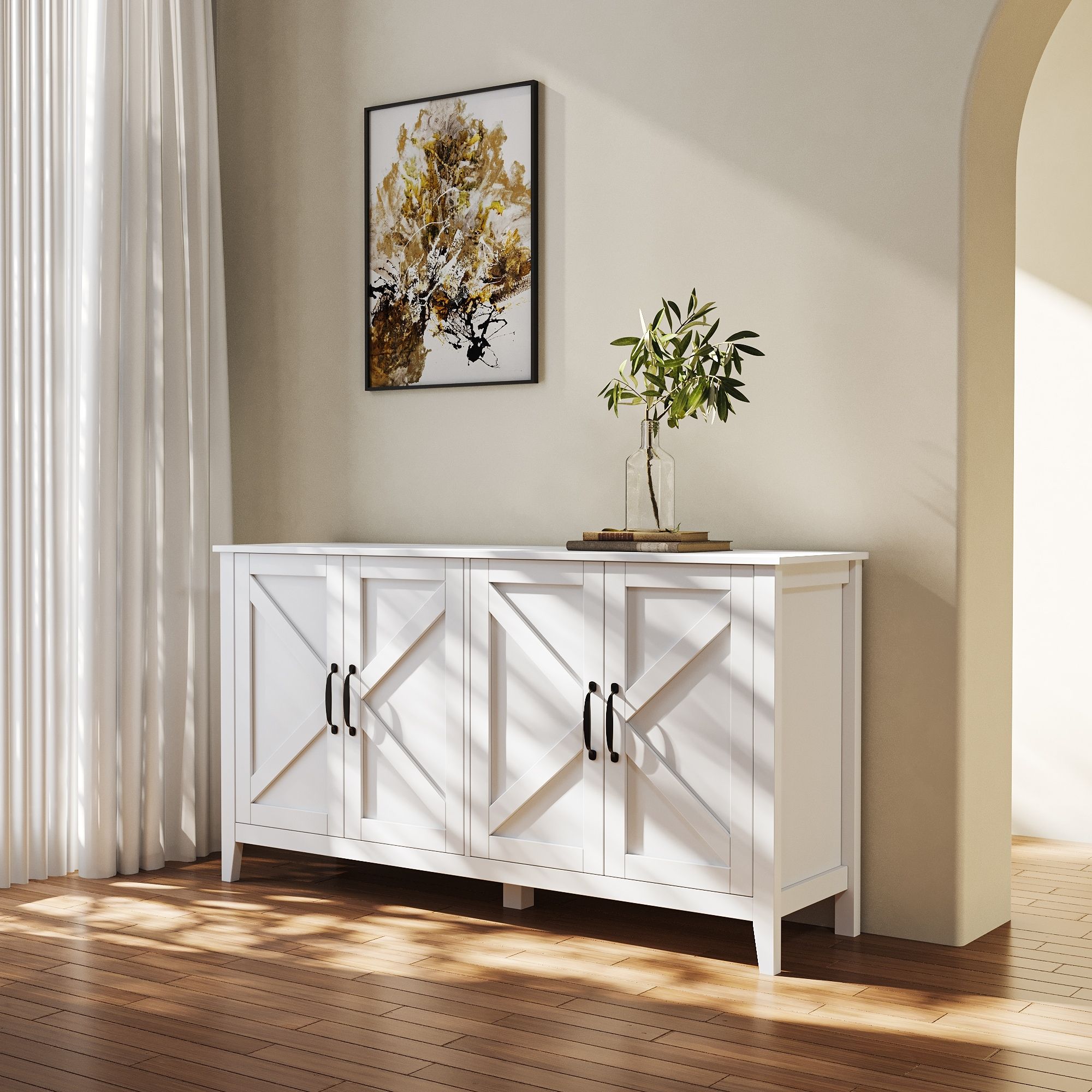 Sideboard Storage Entryway Floor Cabinet With 4 Shelves – Bed Bath & Beyond  – 37068169 Within Sideboards For Entryway (View 7 of 15)