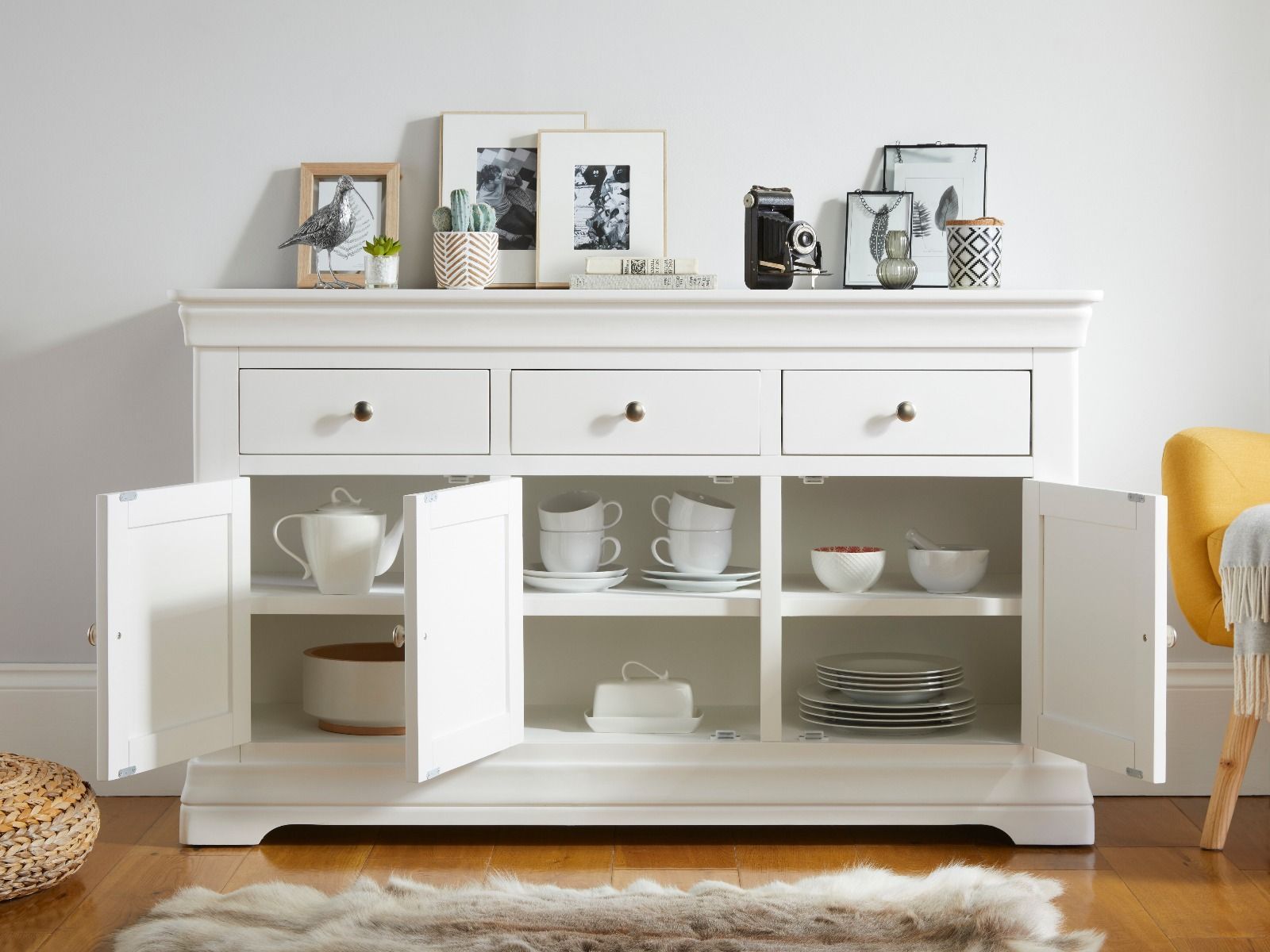 Toulouse 140cm Large White Painted Sideboard With Drawers | Fully Assembled Within White Sideboards For Living Room (View 2 of 15)