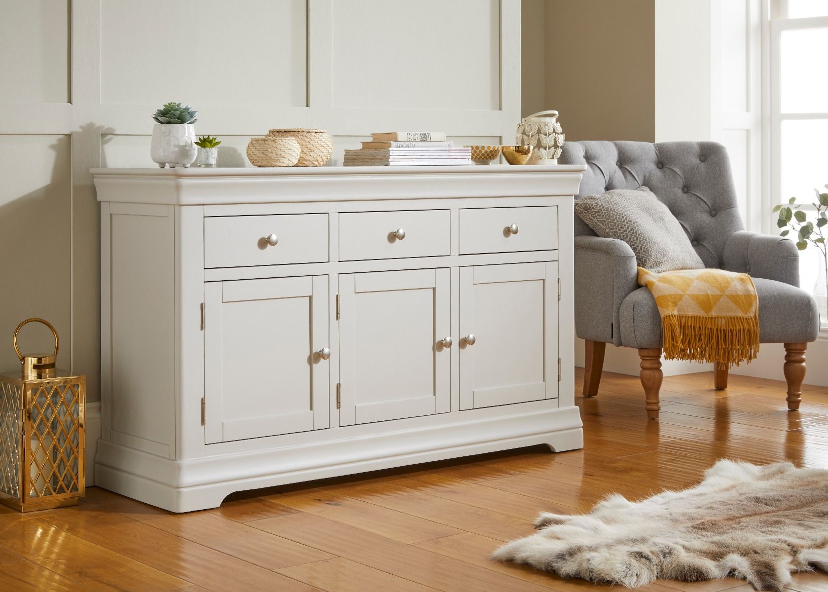 Toulouse Grey Painted Large 140cm Sideboard | Fully Assembled Regarding Gray Wooden Sideboards (View 9 of 15)