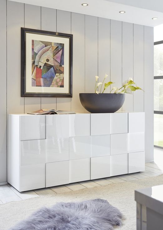 Treviso Sideboard – Three Doors High Gloss White Finish | Sideboards &  Display Cabinets For White Sideboards For Living Room (View 7 of 15)