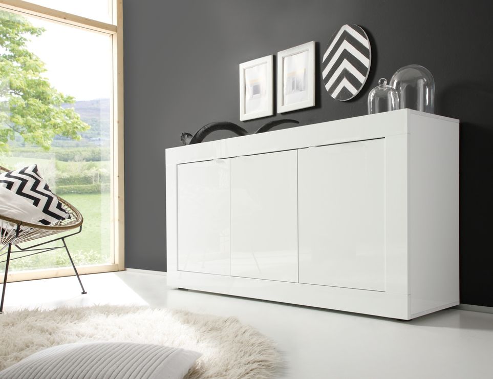 Urbino Collection Three Door Sideboard – Gloss White Finish | Sideboards &  Display Cabinets Inside White Sideboards For Living Room (Photo 3 of 15)