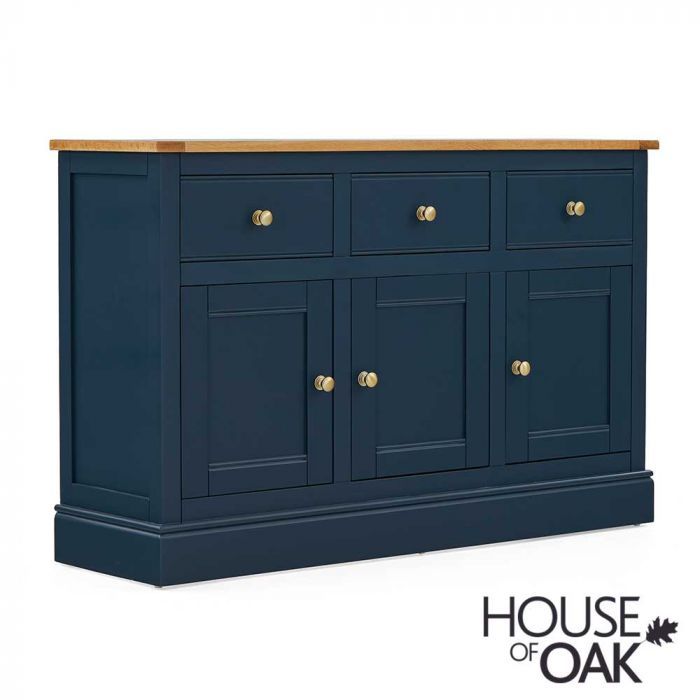Wentworth Oak Large Sideboard In Navy Blue | House Of Oak Intended For Navy Blue Sideboards (View 6 of 15)