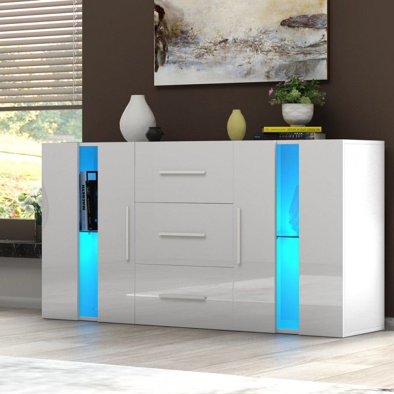 White Gloss Sideboard With Led Lights In Sideboards With Led Light (View 14 of 15)