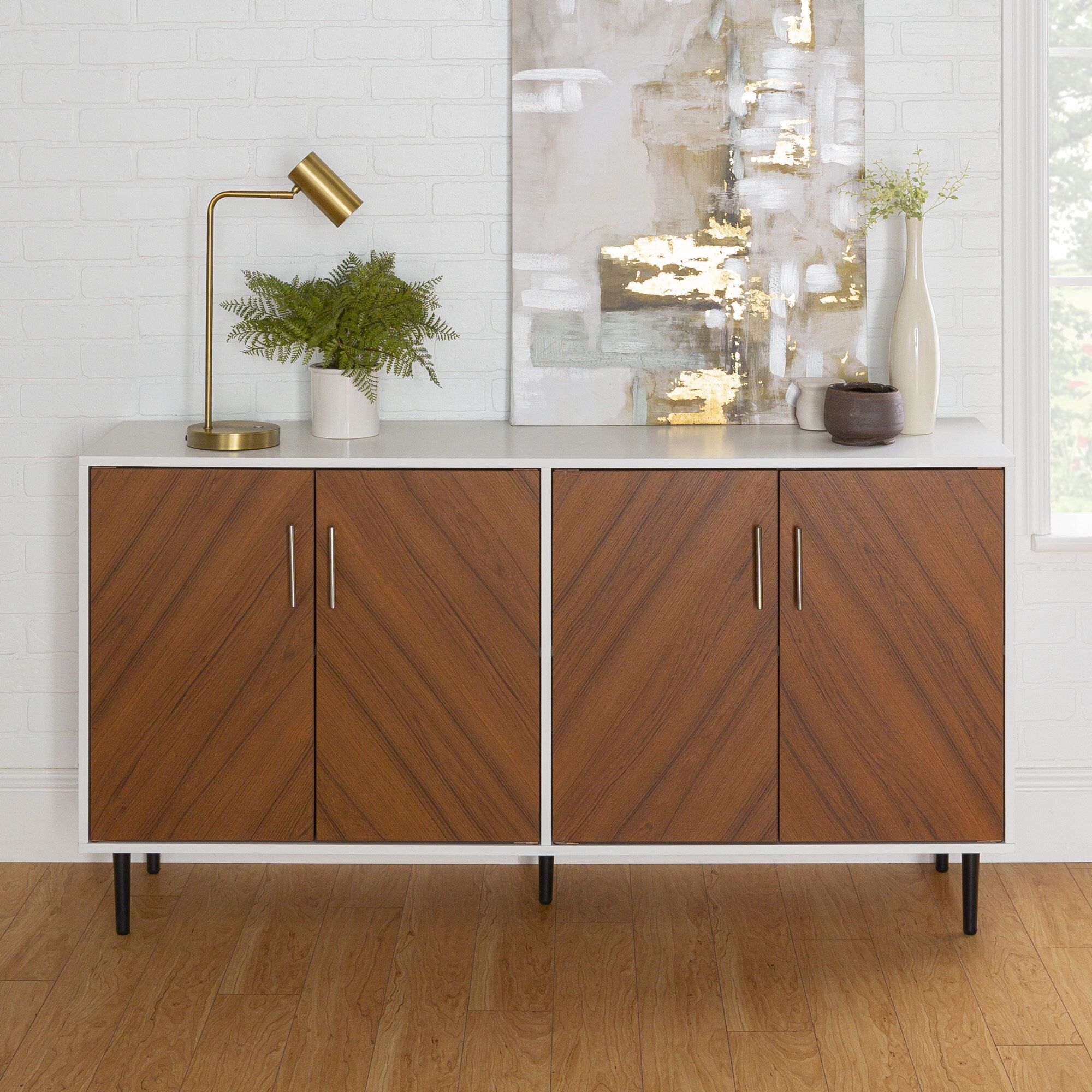 Wrought Studio Aminatou 58'' Sideboard & Reviews | Wayfair For Sideboards Bookmatch Buffet (Photo 7 of 15)