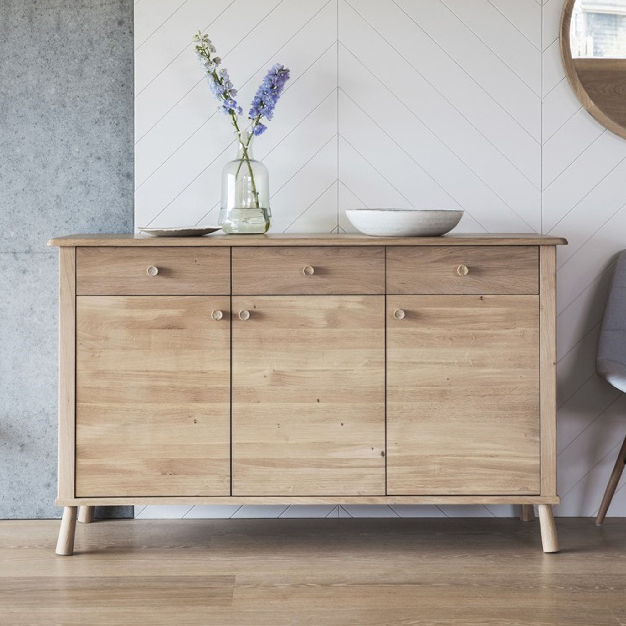 Wycombe 3 Door 3 Drawer Sideboard | Wooden Sideboards With Storage Pertaining To Sideboards With 3 Doors (View 11 of 15)