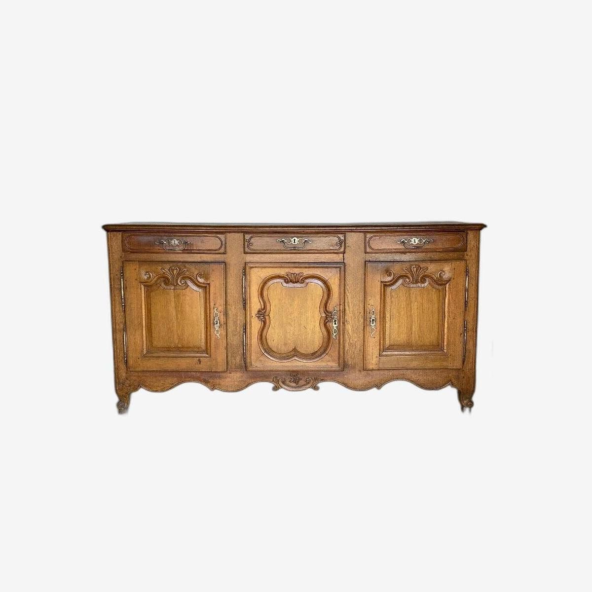Xviith Oak Sideboard 3 Doors 3 Drawers Louis Xv Bigornal Feet L930 Classic  Natural – Sold Throughout Antique Storage Sideboards With Doors (View 8 of 15)