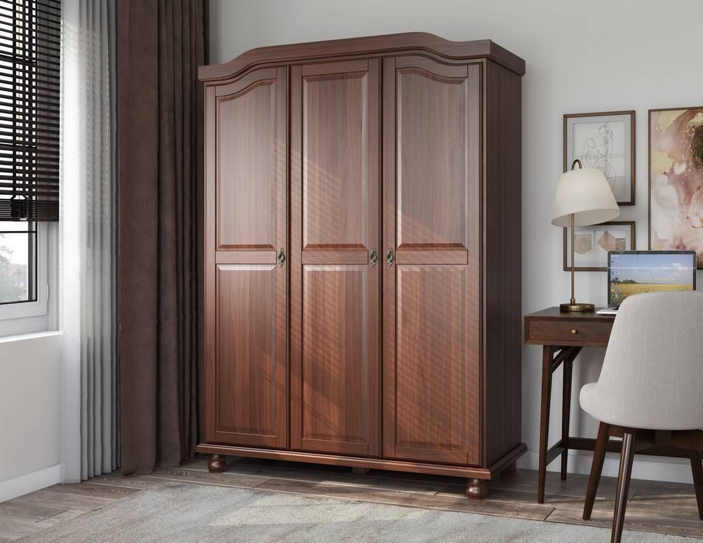 100% Solid Wood Kyle 3 Door Wardrobe, Mocha – Palace Imports 8103 Pertaining To Solid Wood Wardrobe Closets (View 7 of 15)