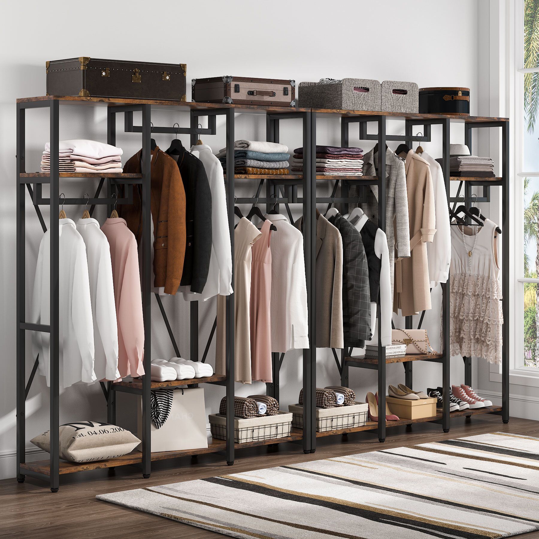 17 Stories Gambrill 59.05'' Closet System & Reviews | Wayfair For Garment Cabinet Wardrobes (Photo 4 of 15)