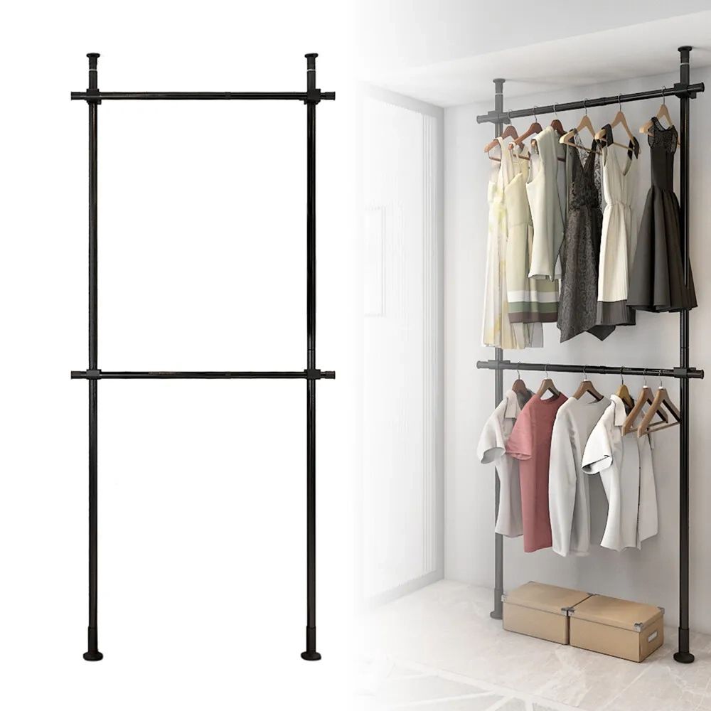 2 Tier Heavy Duty Closet Storage Rack Organizer Clothes Adjustable Rack  Shelves | Ebay Pertaining To 2 Tier Adjustable Wardrobes (View 2 of 15)