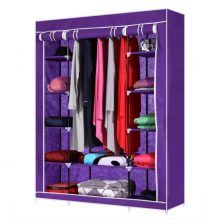 3 Columns Portable Wardrobe – 130*170*45 – Purple – Dasheki Home In Portable Wardrobes (Photo 7 of 15)