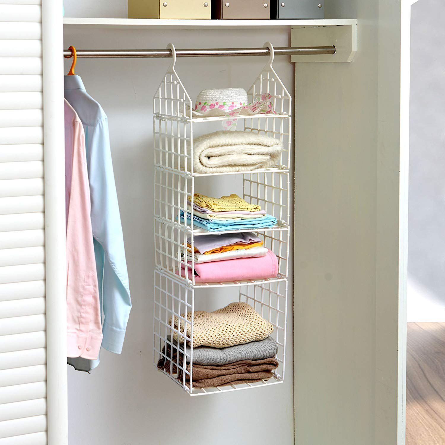 5 Layer Plastic Folding Clothes Wardrobe Hanging Organizer Storage Racks  Dormitory For Students In Hanging Wardrobe Shelves (View 7 of 15)