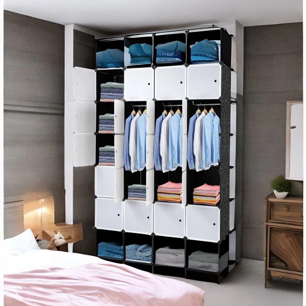 5 Tier 20 Compartment Wardrobe Plastic Storage Shelves Multifunctional  Clothes Shoes Cabinet Bedroom Living Room Furniture – Aliexpress Within 5 Tiers Wardrobes (View 6 of 15)