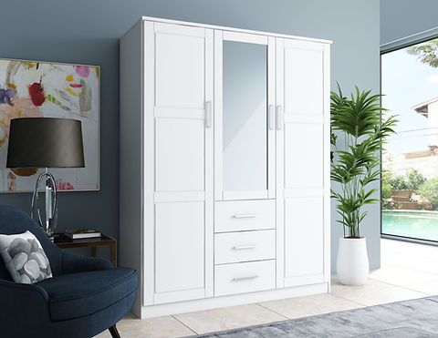 7111 – 100% Solid Wood Cosmo Wardrobe Armoire With Mirrored Door, White |  Palace Imports Pertaining To White Wardrobe Armoire (View 14 of 15)