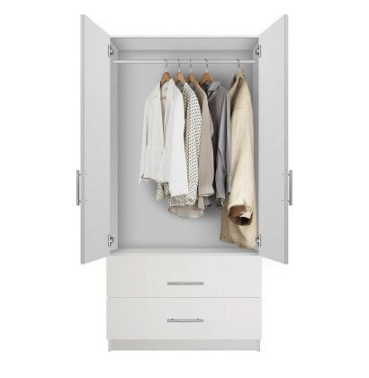 Alta 2 Drawer Wardrobe Armoire | Contempo Space With Regard To White Wardrobe Armoire (View 6 of 15)