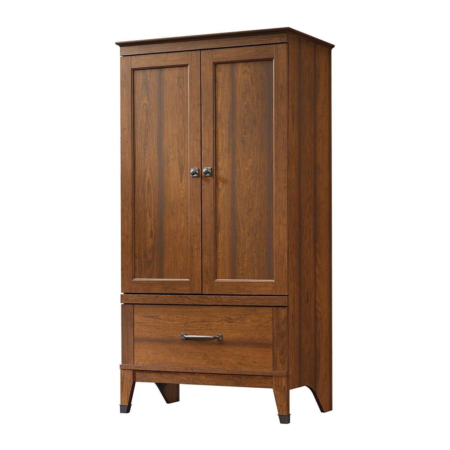 Bedroom Wardrobe Cabinet Storage Armoire In Medium Brown Cherry Wood Finish  – 33.4"w X 21.1"d X 65.9"h – On Sale – Bed Bath & Beyond – 29819212 In Wardrobes In Cherry (Photo 10 of 15)