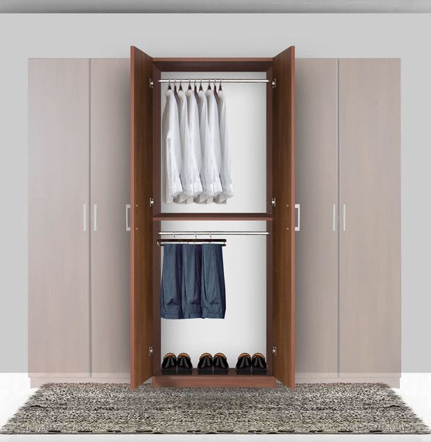 Bella Double Hanging Wardrobe Closet – 2 Hang Rods – Contemporary – Cabinet  – New York  Contempo Space | Houzz Intended For Wardrobes With Hanging Rod (View 10 of 15)