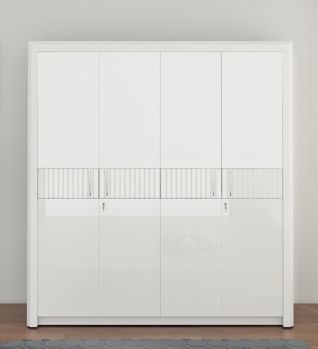 Buy Kosmo Arctic 4 Door Wardrobe In High Gloss White Finish At 31% Off Spacewood | Pepperfry With Regard To Arctic White Wardrobes (View 15 of 15)