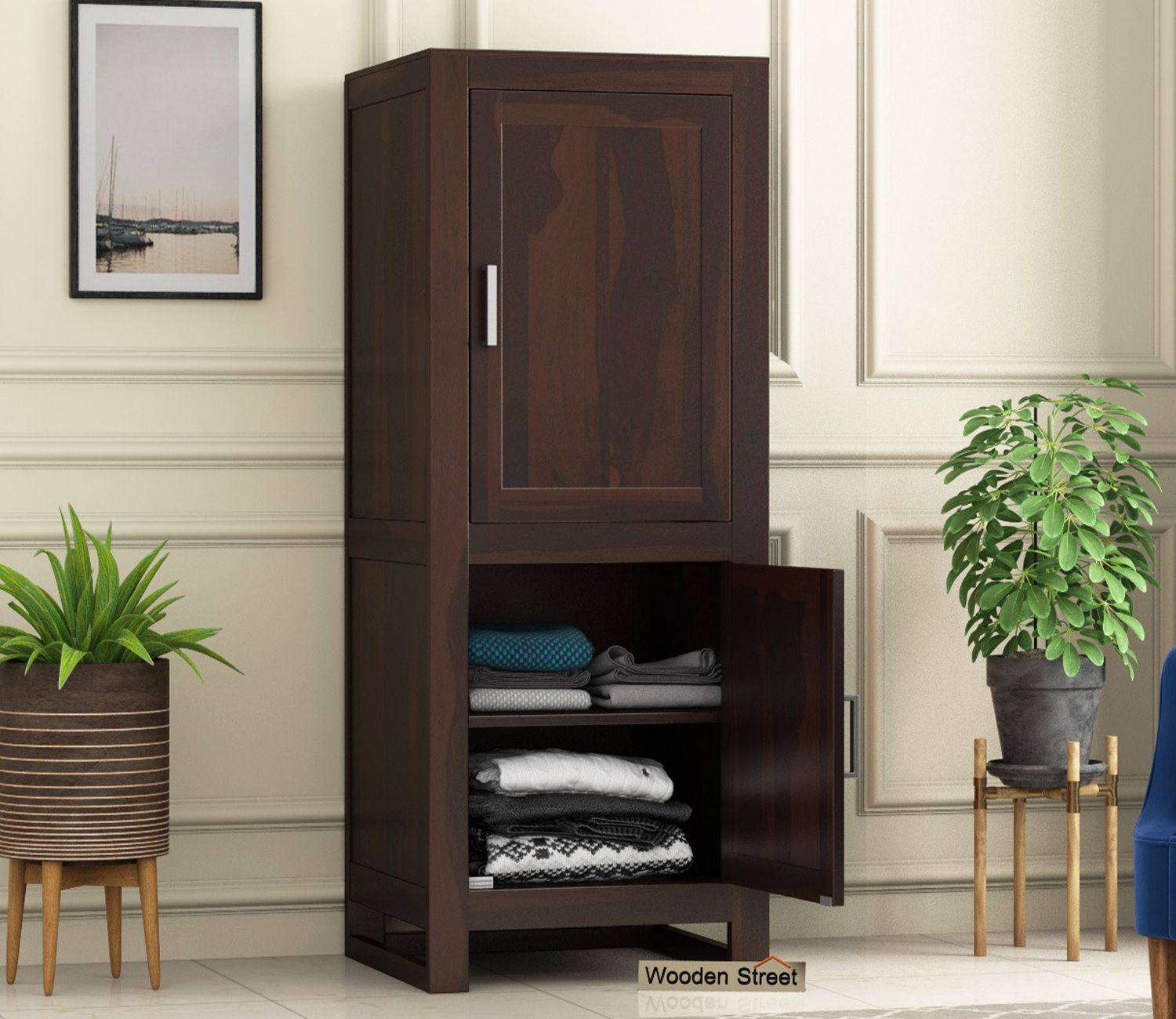 Buy Lacey Medium Size Wardrobe (walnut Finish) Online In India At Best  Price – Modern Wardrobes – Bedroom Cabinets – Storage Furniture – Furniture  – Wooden Street Product Inside Medium Size Wardrobes (View 4 of 15)