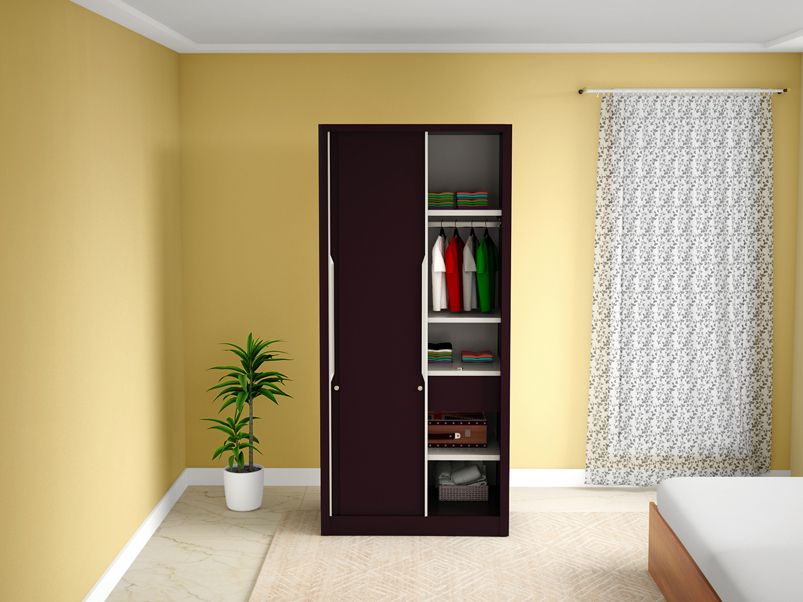 Buy Slide N Store Compact Plus 2 Door Wardrobe In Textured Colour Shell  Wine Red Colour Upto 60% Discount | Godrej Interio With 2 Door Wardrobes (Photo 8 of 15)