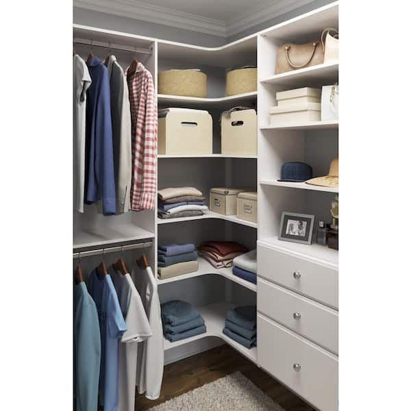Closet Evolution 30 In. W White Corner Unit Wall Mount 6 Shelf Wood Closet  System Wh31 – The Home Depot Within 3 Shelving Towers Wardrobes (Photo 12 of 15)