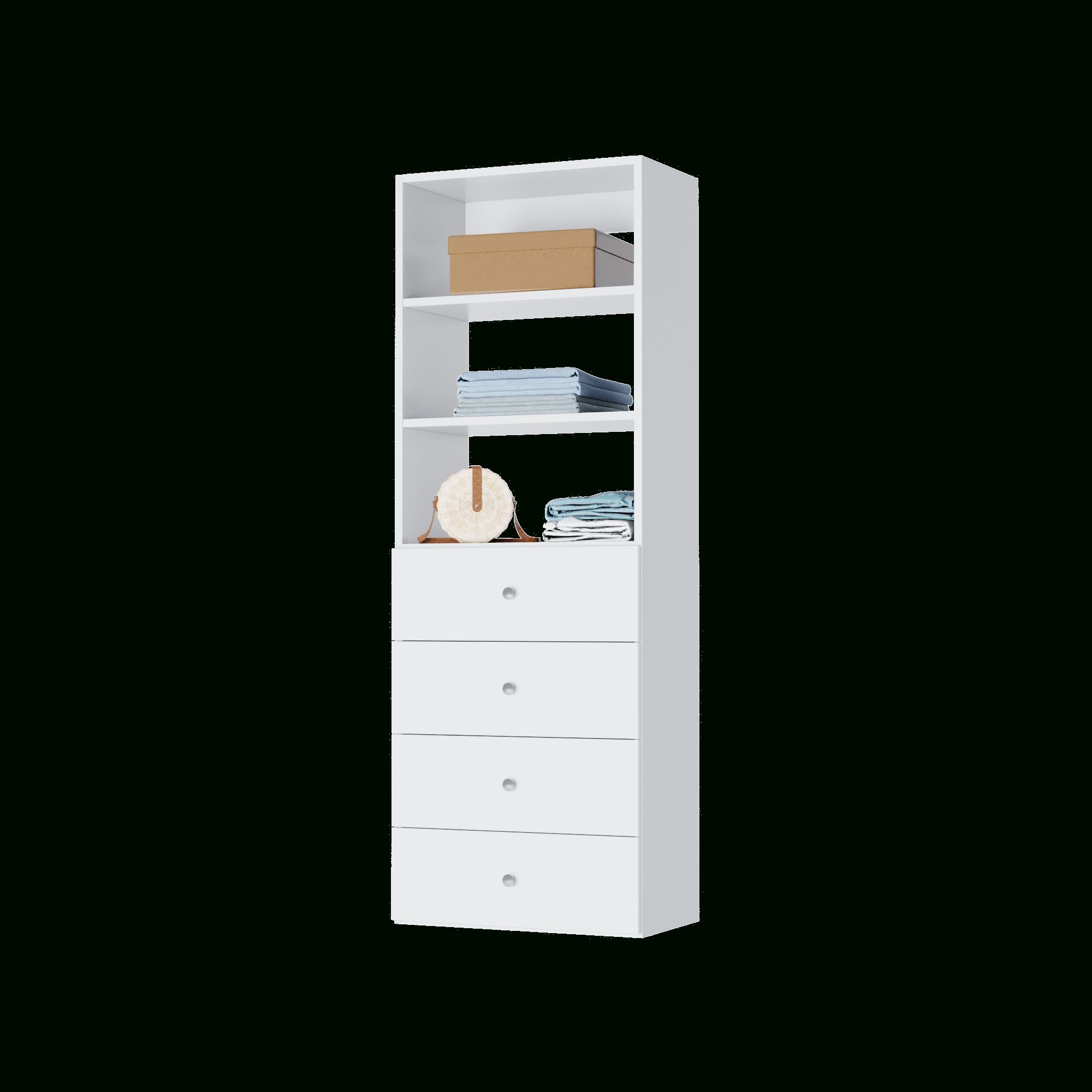 Closet Shelf Tower With Drawers | Fast & Free Shipping Within Wardrobes With 3 Shelving Towers (View 10 of 15)