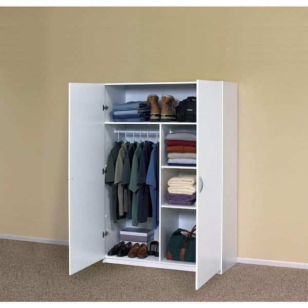 Closetmaid 71.75 In. H X 48 In. W X 20.5 In. D Multi Purpose Wardrobe  Freestanding Cabinet In White 12336 – The Home Depot Pertaining To Wardrobes With Shelf Portable Closet (Photo 14 of 15)