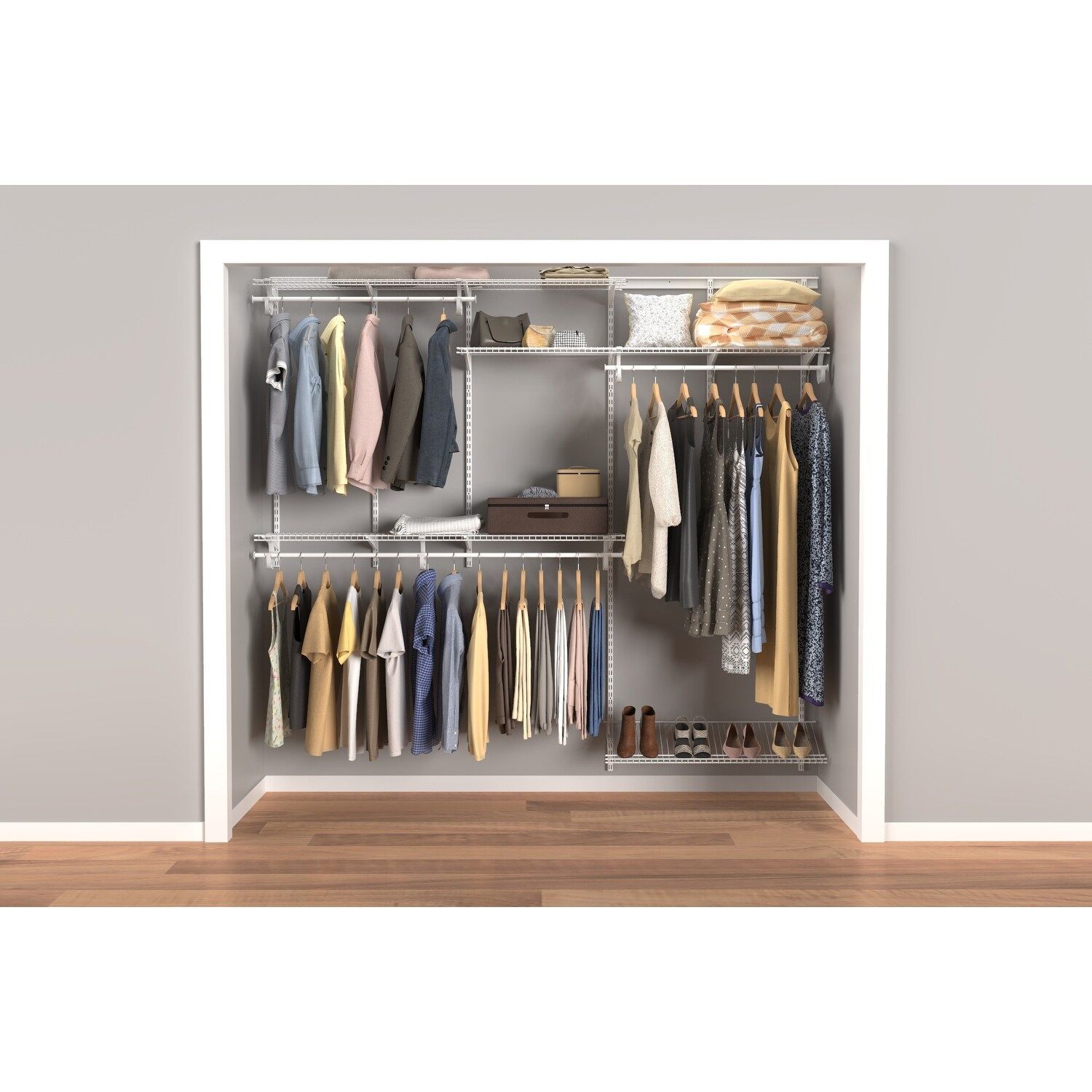Closetmaid Shelftrack 60 96 Inch Wide Adjustable Closet Organizer – On Sale  – Bed Bath & Beyond – 10581832 Inside 96 Inches Wardrobes (View 8 of 15)