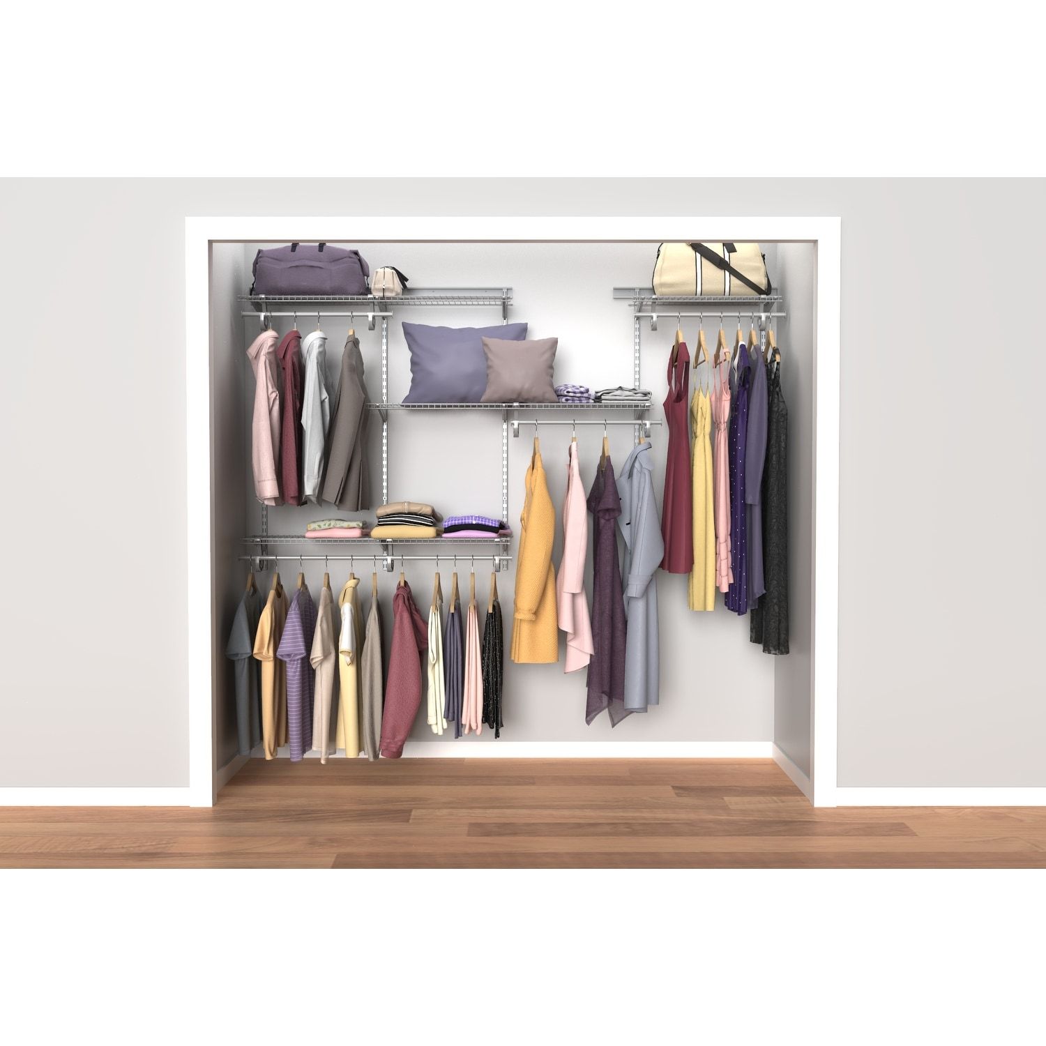 Closetmaid Shelftrack 60 96 Inch Wide Wire Closet Organizer – On Sale – Bed  Bath & Beyond – 10589894 For 96 Inches Wardrobes (View 9 of 15)