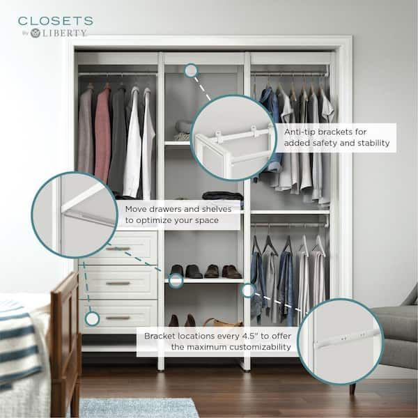 Closetsliberty 113 In. W White Adjustable Tower Wood Closet System With  3 Drawers And 19 Shelves Hs45674 Rw 10 – The Home Depot With 3 Shelving Towers Wardrobes (Photo 6 of 15)