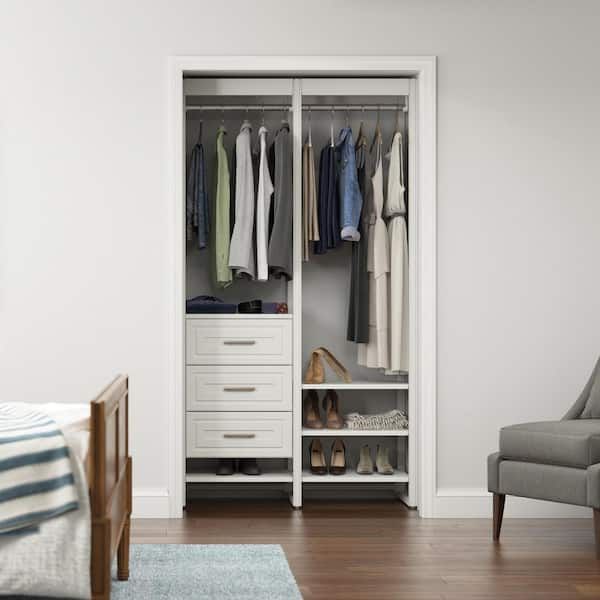 Closetsliberty 46.5 In. W White Adjustable Tower Wood Closet System  With 3 Drawers And 7 Shelves Hs5400 Rw 04 – The Home Depot Inside 3 Shelving Towers Wardrobes (Photo 14 of 15)