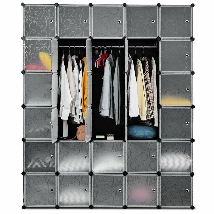 Diy 30 Cube Portable Closet Clothes Wardrobe Cabinet – Costway Intended For Wardrobes With Shelf Portable Closet (Photo 12 of 15)