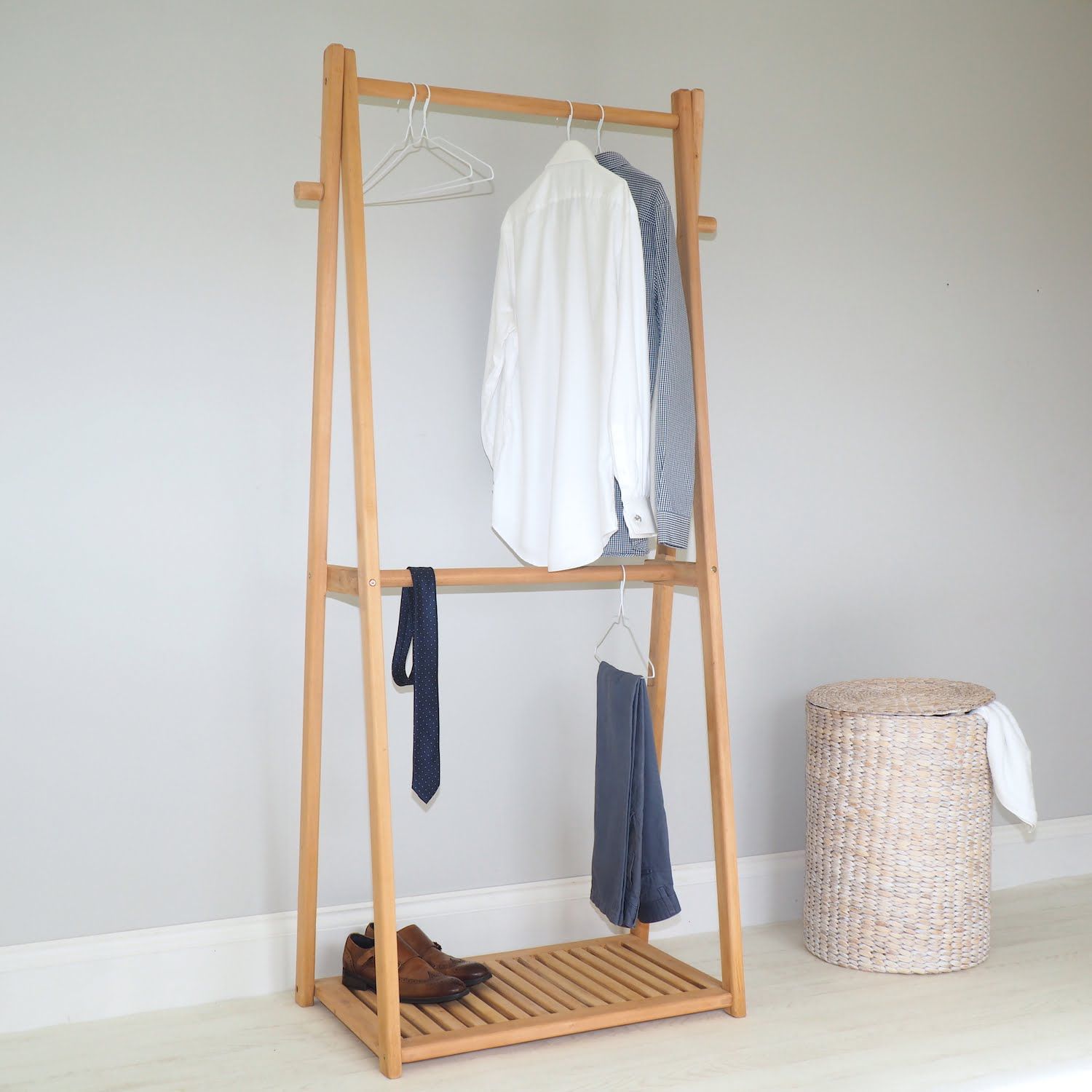 Double Clothes Rail – Stockholm – Zaza Homes Inside Double Hanging Rail For Wardrobe (Photo 6 of 15)