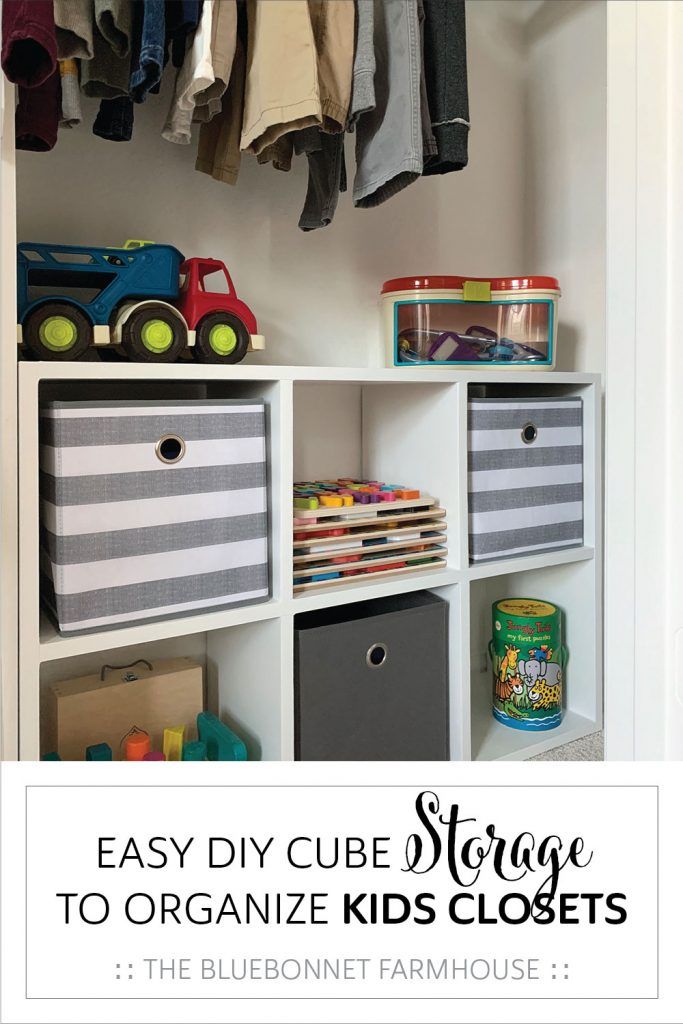 Easy Diy Cube Storage To Organize Kids Closets | The Bluebonnet Farmhouse Throughout Wardrobes With Cube Compartments (View 15 of 15)