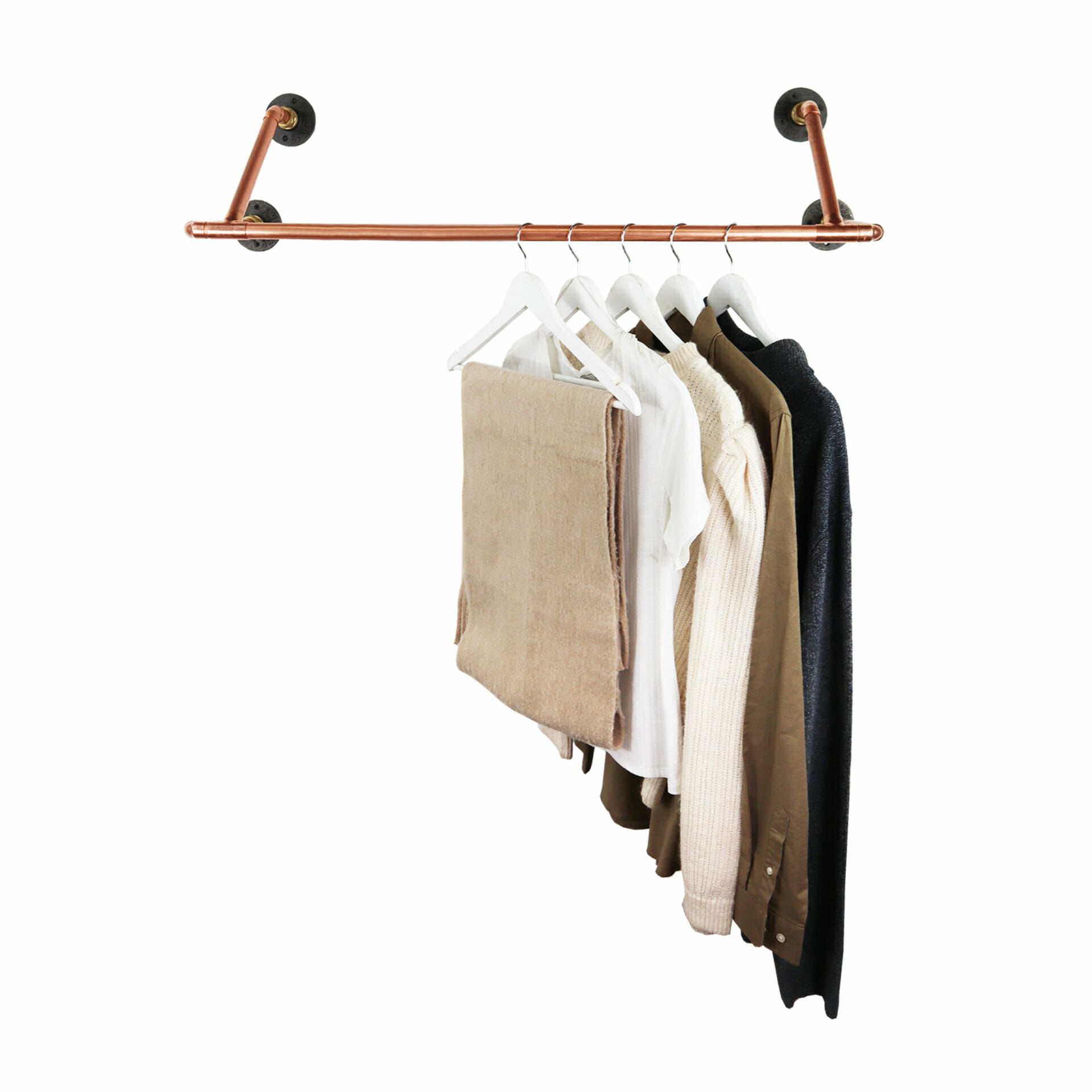 Elbow With Double Support Clothes Rail | Industrial Copper Pipe Style –  Pipe Dream Furniture For Double Wardrobe Hanging Rail And Supports (View 7 of 15)