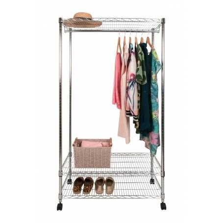 Eurowire Wardrobe With Garment Rack And Shelves Intended For Wire Garment Rack Wardrobes (View 10 of 15)