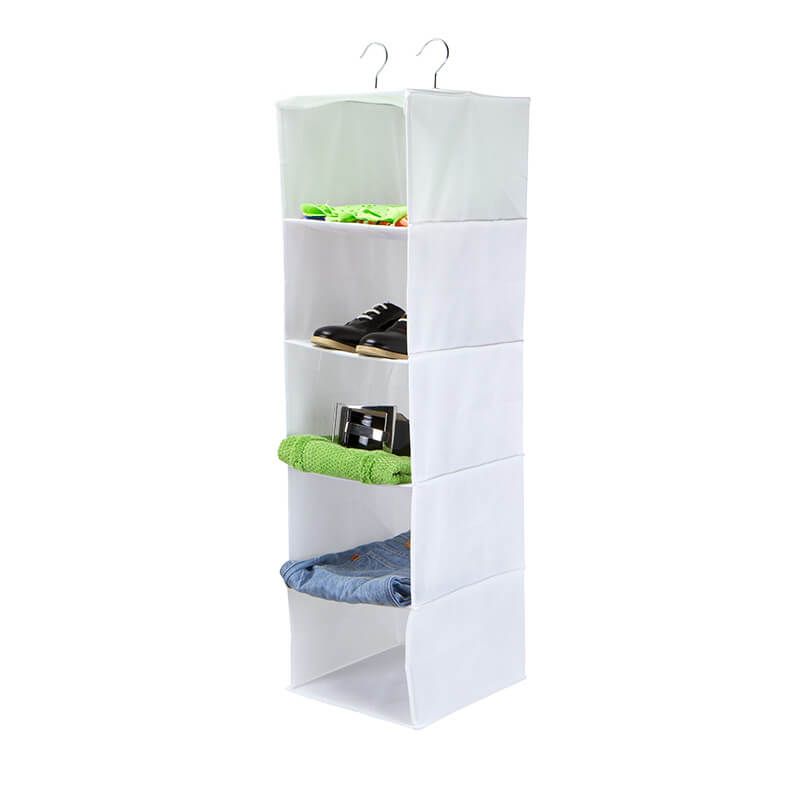 Evolve Lifewares Evolve 5 Shelf Hanging Wardrobe Storage Organiser White |  Evolve Lifewares Pertaining To Hanging Wardrobe Shelves (View 9 of 15)