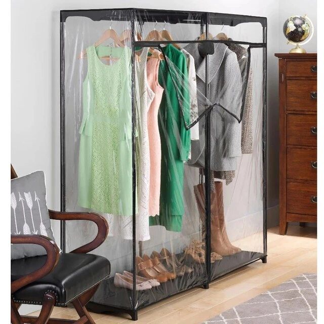 Extra Wide 60 Inch Freestanding Closet Systems, Black And Clear Home  Furniture Cabinet For Clothes Wardrobes – Aliexpress Inside 60 Inch Wardrobes (Photo 3 of 15)