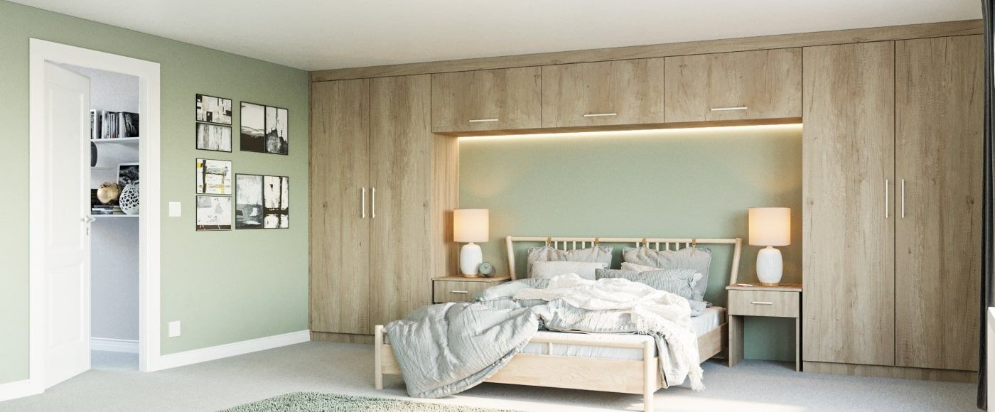 Fitted Wardrobes With A Bed In The Middle – Made To Measure Throughout Overbed Wardrobes (Photo 1 of 20)