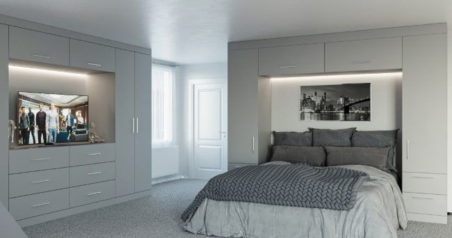Fitted Wardrobes With A Bed In The Middle – Made To Measure Within Overbed Wardrobes (View 2 of 20)