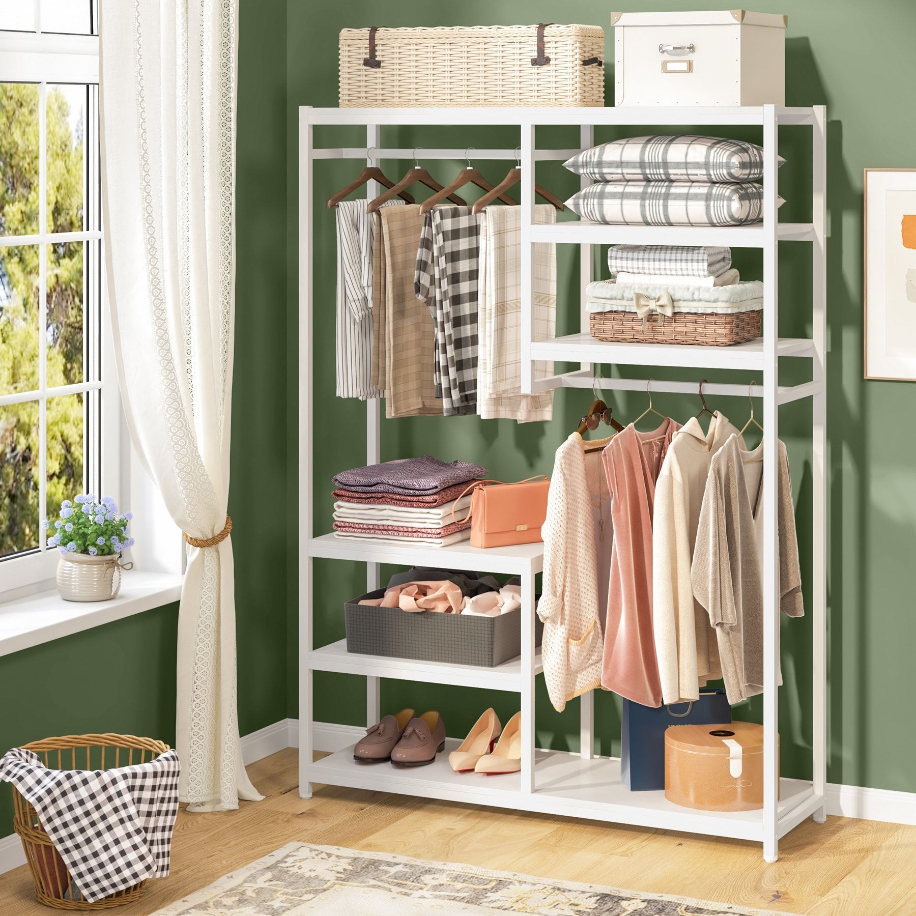 Free Standing Closet Organizer Double Hanging Rod Clothes Garment Racks –  Bed Bath & Beyond – 30537676 In Wardrobes With Hanging Rod (View 15 of 15)