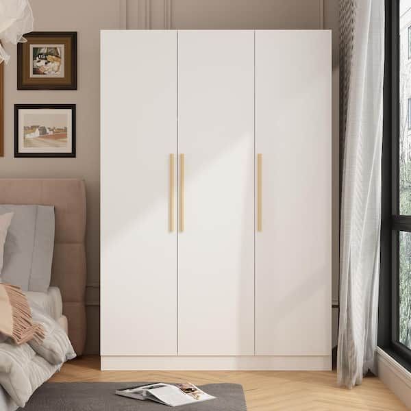 Fufu&gaga White 3 Door Armoires Wardrobe With Hanging Rod And Storage  Shelves (70.8 In. H X 46.6 In. W X 19.7 In. D) Kf210151 012 – The Home Depot Inside Wardrobes With 3 Hanging Rod (Photo 3 of 15)