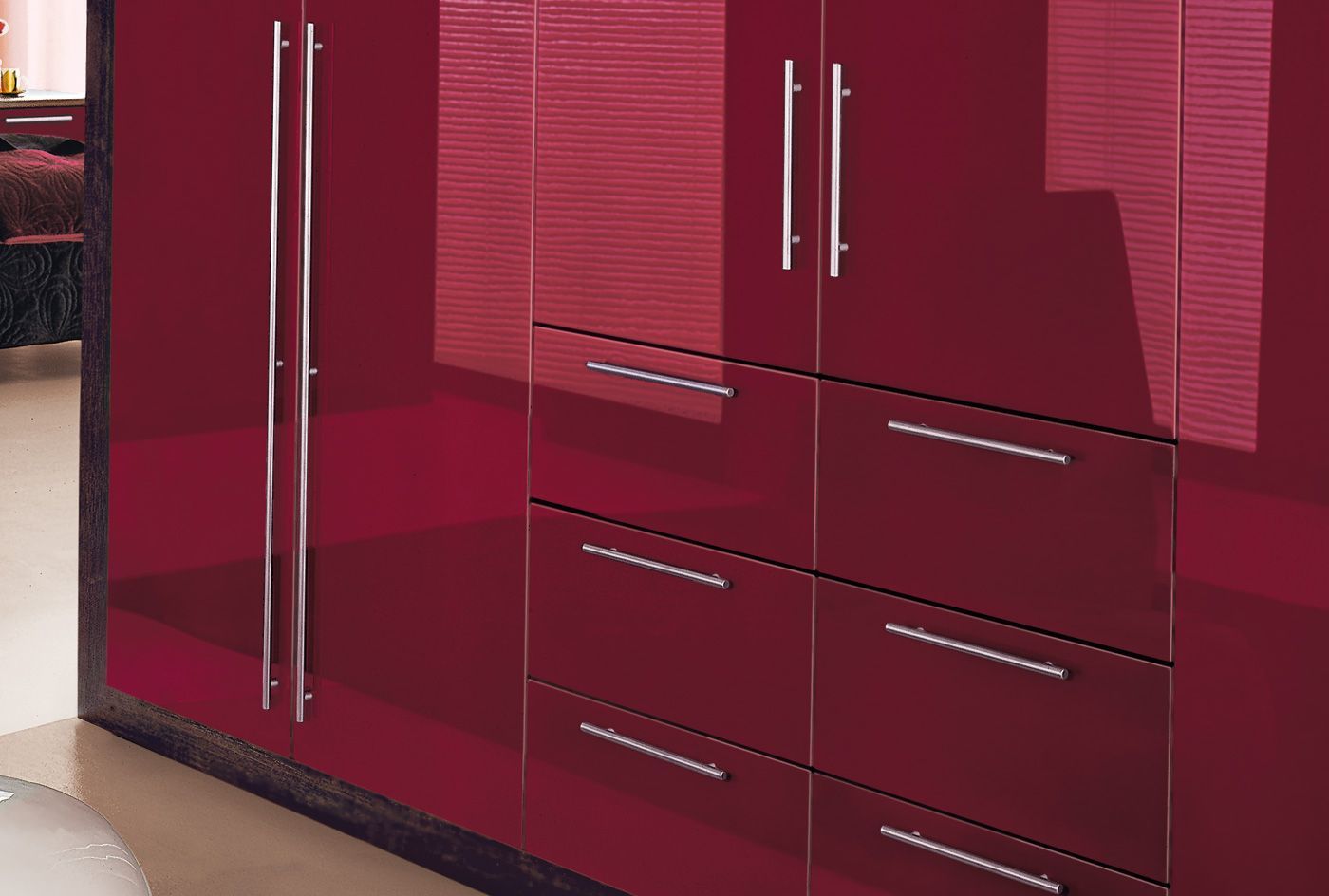 Glossy Cherry Wardrobes | Fitted Bedroom Furniture, Wardrobe Design  Bedroom, Fitted Bedrooms Regarding Wardrobes In Cherry (Photo 1 of 15)