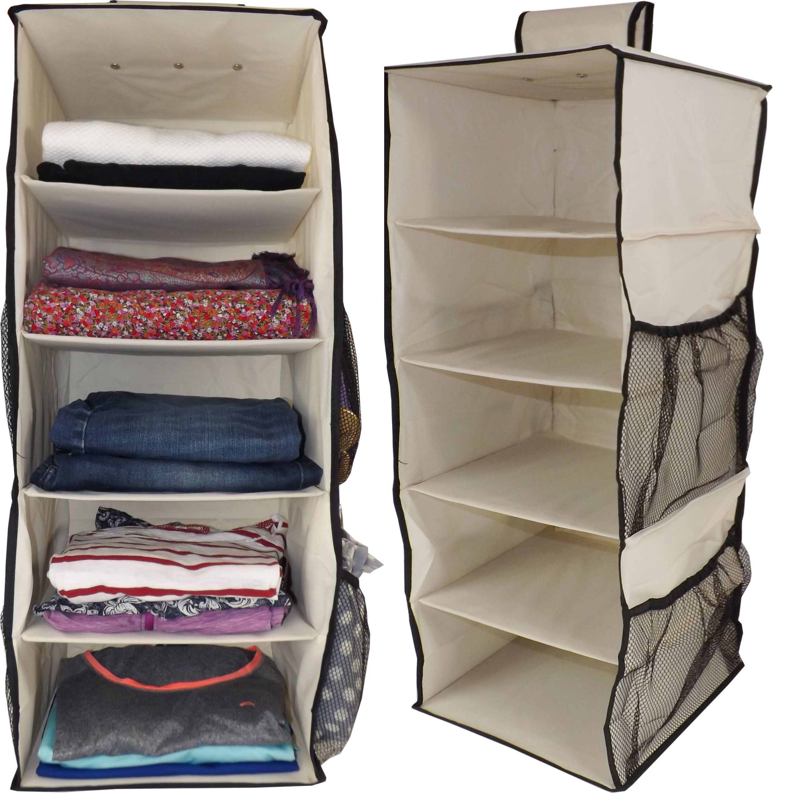 Hanging Wardrobe Organiser, Heavy Duty, 5 Shelves – Neusu Intended For Hanging Wardrobe Shelves (View 11 of 15)