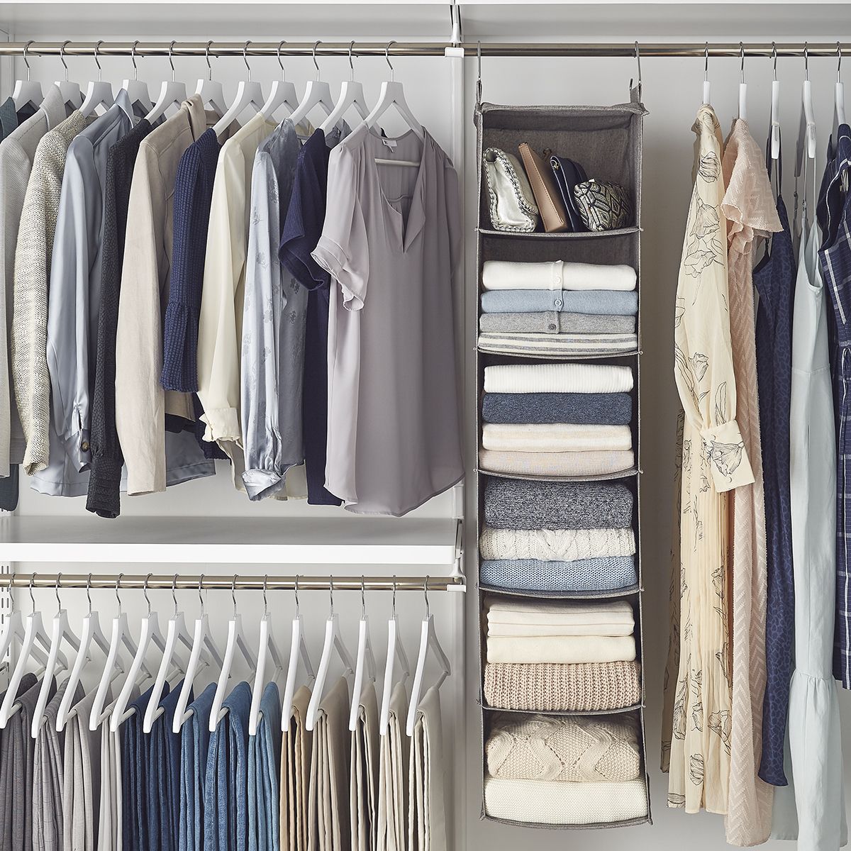 Hanging Wide Closet Organizers | The Container Store Throughout Hanging Closet Organizer Wardrobes (Photo 3 of 15)
