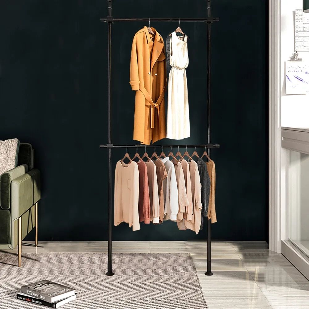 Heavy Duty Adjustable Wardrobe Organizer Garment Rack 2 Tier Clothes Hanger  Abs | Ebay Within 2 Tier Adjustable Wardrobes (Photo 9 of 15)